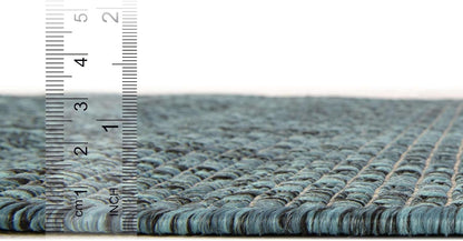 Unique Loom Collection Casual Transitional Solid Heathered Indoor/Outdoor Flatweave Area Rug (13' Square, Teal/Navy Blue)