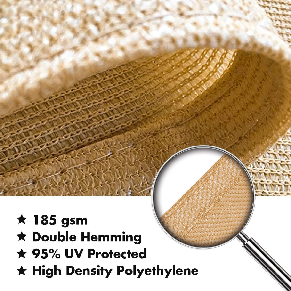 KANAGAWA 8'X12' Sand Custom Size Sun Shade Sail Rectangle UV Block Canopy Cover for Patio Backyard Lawn Garden Outdoor (Customized Available)