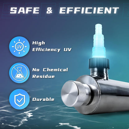 55W UV Light for Above Groud Pool Cold Plunge Aquarium Algae Control with UVC Bulb Stainless Steel Ultraviolet Green Water Machine Algae Remover for Pond