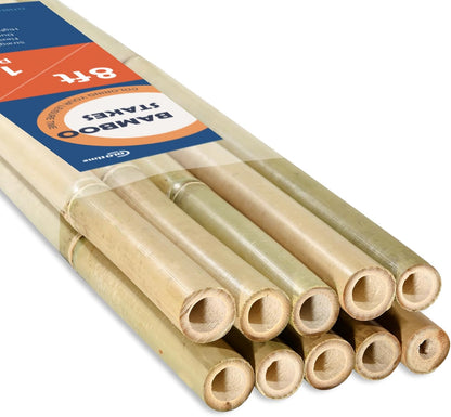 8FT Bamboo Stakes Plant Stakes 1 Inch Thick Diameter Garden Stakes Heavy Duty for Plant Support Outdoor Climbing Plants Support Gardening Stakes 10 Pack