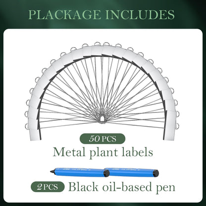 50 Pack Metal Plant Labels for Outdoor Garden Waterproof Plant Markers, Labels Garden Markers for Seedlings Herbs Vegetable Greenhouse Gifts, with Pen