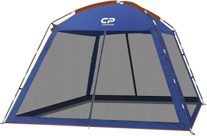 CAMPROS CP Screen House 10 x 10 Ft Screened Mesh Net Wall Canopy Tent Screen Shelter Gazebos for Patios Outdoor Camping Activities - Blue