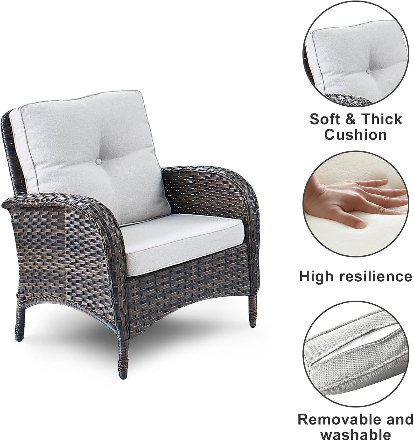 HUMMUH 7-Piece Outdoor Patio Furniture PE Wicker Patio Conversation Set,High Back Patio Couch with Coffee Tables Outdoor Chairs for Backyard,Porch,Deck