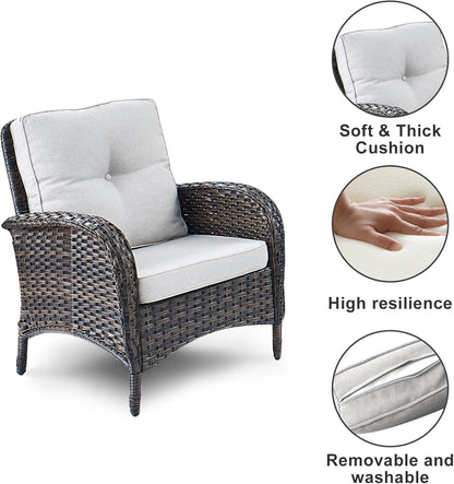 HUMMUH 7-Piece Outdoor Patio Furniture PE Wicker Patio Conversation Set,High Back Patio Couch with Coffee Tables Outdoor Chairs for Backyard,Porch,Deck