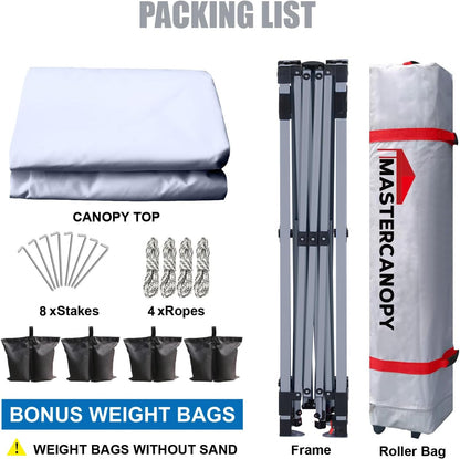 MASTERCANOPY Durable Pop-up Canopy Tent with Roller Bag (White)