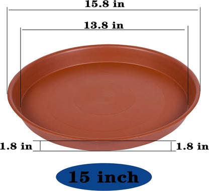 4 Pack of 16 inch Plant Saucer, Heavy Duty Plastic Saucer 16" Round, Plant Trays for Pots, Flower Plant Saucers for Indoors, Plant Trays for Planter 14"/15"/16" (16 inch, Terracotta)