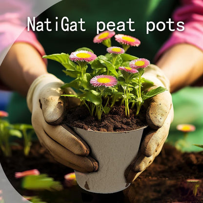 108pcs Peat Pots for Seedling 3.15" Biodegradable Plant Nursery Pots Seed Starting Pots with Drainage Holes, 30 Plant Labels, 2 Transplant Tools