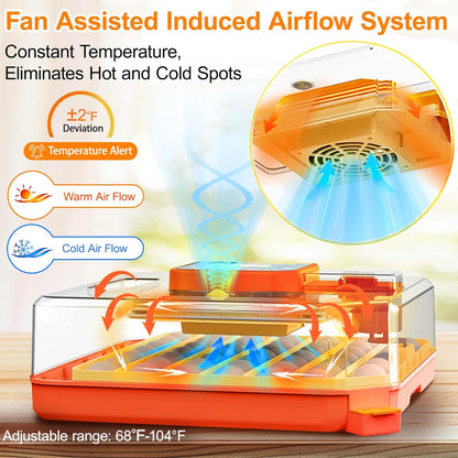 48 Egg Incubators for Hatching Eggs, Smart Egg Incubator with Automatic Egg Turning, Temperature and Humidity Control, Egg Candler, External Water Bottle Refill & Air Vent, 360° Clear View