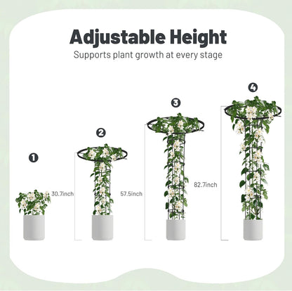 Garden Trellis for Climbing Plants Outdoor, 6.9FT Tall Metal Obelisk Trellis, 82.7" Umbrella Trellis for Potted Plants, Mushroom Top Trellises for Vines, Rose, Clematis, Pea, Bean, Tomato