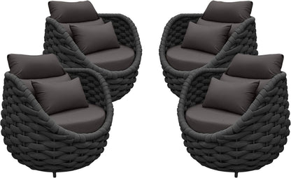 TWT 6 Pieces Patio Sofas All-Weather Teslin Rope Balcony Furniture with Cushions & Pillows, Patio Couch Outdoor Patio Furniture Set for Indoor, Balcony, Backyard, Poolside, Dark Grey
