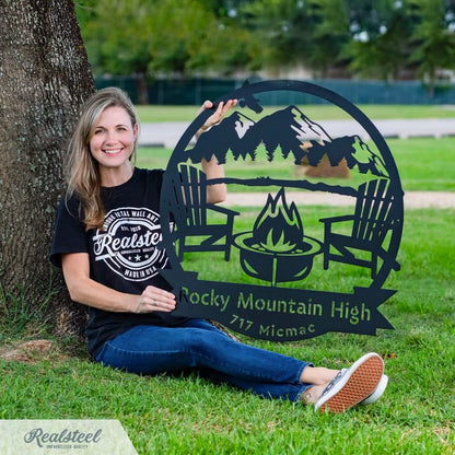 RealSteel Custom Metal Signs – Personalized Outdoor Wall Art, Wedding & Anniversary Name Plaque, Porch & Garden Decor, Campfire Monogram Yard Sign