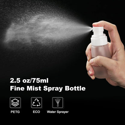 Travel Spray Bottles TSA Approved 3 Pack (2.5oz/75ml) –Leak Proof Fine Mist Refillable Empty Plastic Spray Bottles for Perfume, Essential Oils, Toners, Hair & Face Mist(75 ml)