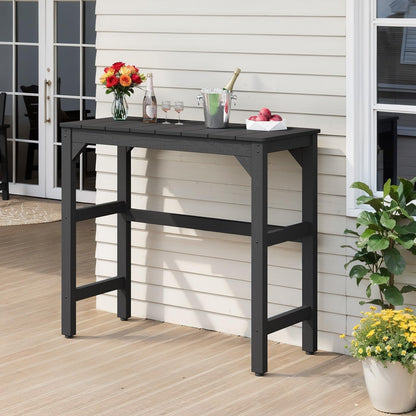Outdoor Bar Table, 42" Weatherproof Patio Bar Height Counter Table, HIPS Material, Waterproof, for Outside, Garden, Backyard, Balcony, Poolside, Black