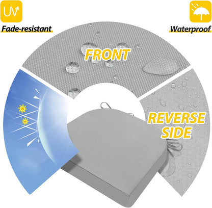 AAAAAcessories Outdoor Seat Cushions for Chairs, Waterproof, Fade-Resistant Patio Furniture Replacement Cushions, 17" x 16" x 2", Set of 4, Gray