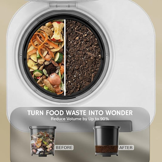 Airthereal Revive R800 Lite Electric Kitchen Composter, 5L Countertop Food Waste Recycler with Self-Cleaning, Odorless Operation & Touch Screen, Quiet, Fast Composting for Home, No WiFi, White