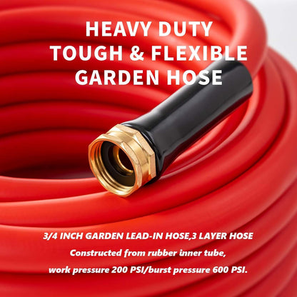 Garden Hose 5ft x 3/4” Hot Water Hose, Heavy Duty -50°F to 190°F,Burst 600Psi Flexible Upgraded Rubber Hoses,3/4” Solid Fittings for All-weather Outdoor Lawn & Garden
