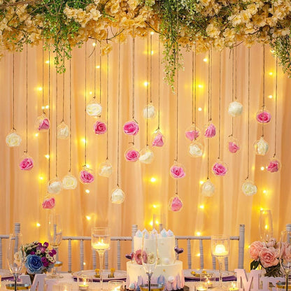 Sziqiqi Hanging Glass Globes Orbs Tea Light Candle Holders fillable with Trinkets for Wedding Ornaments, Wedding Birthday Christmas Party Centerpiece Accessory 2.36inch 20pcs +4 Extra