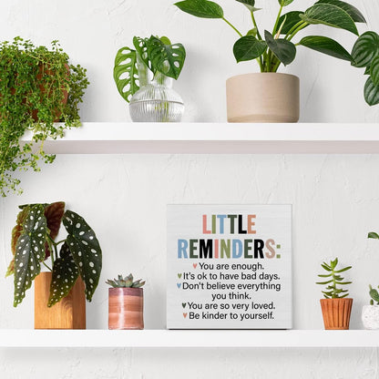 Inspiration Saying Wooden Box Sign Little Reminders You are Enough Wood Block Plaque Decor Home Office Desk Shelf or Wall Display