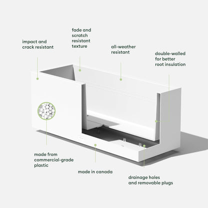 Veradek Block Series Long Box Planter - Large Rectangular Planter for Indoor or Outdoor Patio/Porch | Durable All-Weather Use with Drainage Holes | Modern Décor for Tall Plants, Flowers or Shrubs