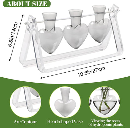 Plant Terrarium Propagation Stations with Wooden Stand Birthday Gifts for Women Plant Stand Indoor Office Home Decor
