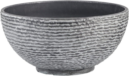 Sungmor Ash Black Resin Outdoor Low Bowl Planter Bird Bath 15.6 Inch Water Lily Succulent Pots Small Fountain Base