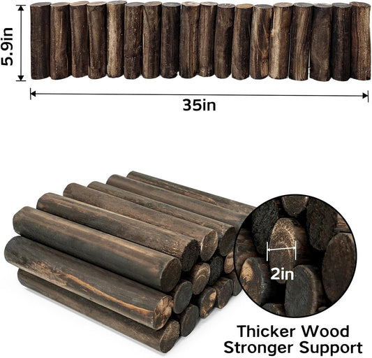 Wood Garden Fence, Natural Wooden Solid Log Edging Border Decorative for Flower Bed Barriers and Landscape Fencing (8PACK)