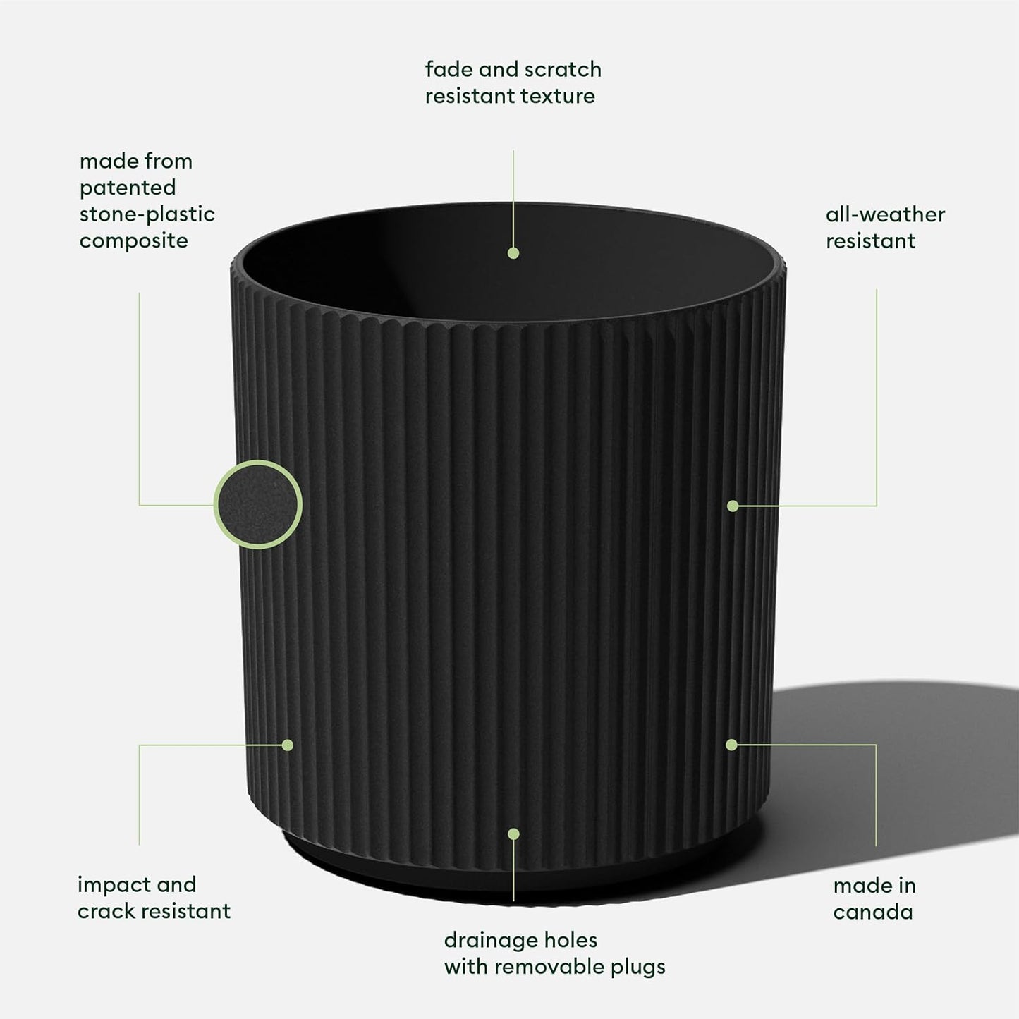 Veradek Round Demi Planter Pots for Indoor/Outdoor Garden Use, Made from Plastic-Concrete Mix with Drainage Holes, Perfect for Small to Large Succulent Plants, Flowers, Modern Interior Plants