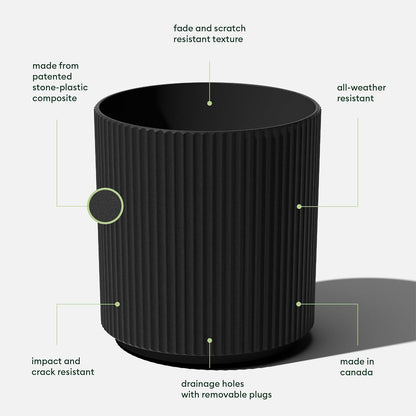 Veradek Mason Series Demi Planter - Large Round Planter for Indoor or Outdoor Patio/Balcony | Made from Plastic & Concrete with Drainage Holes | Modern Décor for Flowers, Trees, Tall Plants