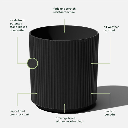 Veradek Mason Series Demi Planter - Large Round Planter for Indoor or Outdoor Patio/Balcony | Made from Plastic & Concrete with Drainage Holes | Modern Décor for Flowers, Trees, Tall Plants