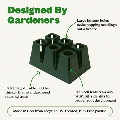 Epic Gardening Reusable Seed Starter Tray - 6 Cell/24 Seedling Starter Trays - Easy Watering, Indoor Greenhouse, Plant Starter, Gardener-Friendly for Seedlings | UV-Treated & BPA-Free - Sage Green