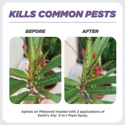 Earth's Ally 3-in-1 Plant Spray 32 oz | Safe & Organic Insecticide, Fungicide & Spider Mite Control, Use on Indoor Houseplants and Outdoor Plants, Gardens & Trees, Insect Repellent & Antifungal Use