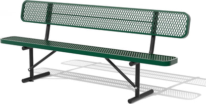 8FT Benches for Outside, Heavy-Duty Green Outdoor Garden Bench with Back, Metal Park Bench, Commercial-Grade Seating,Industrial Bench Patio Bench Furniture for Beach Yard School Shopping Centers