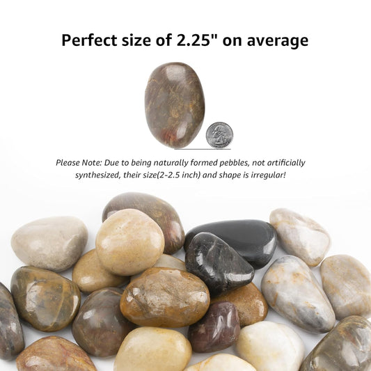 40lbs 2-3 Inch River Rocks, Decorative Mixed Pebbles for Garden Landscaping, Indoor Plants, Fish Tanks, Vases, and Succulents – Ideal for Home Decoration and Outdoor Gardens (Mixed, Weight: 40 LB)