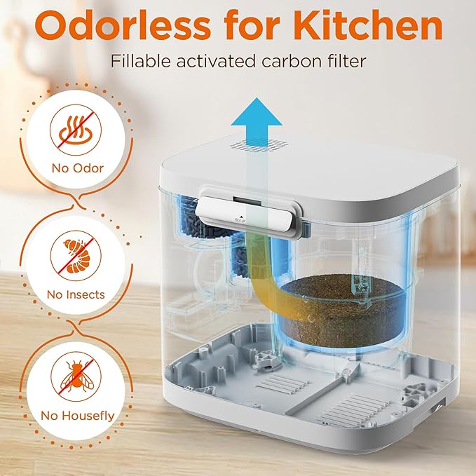 Electric Kitchen Composter, Odorless Electric Compost Bucket, Convert Food Waste and Residue into Compost