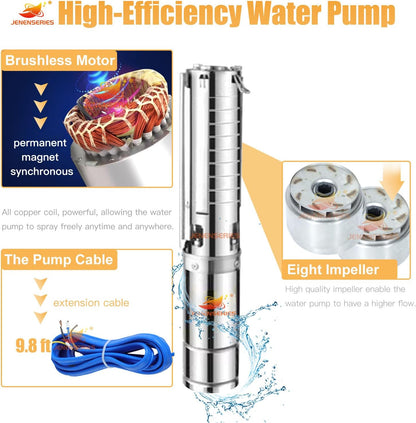 Solar powered impeller water pump (750W+ controller)