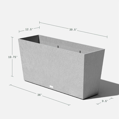 Veradek Midori Long Trough Planter (Light Grey, 39 inch - 2 Pack with 2 Saucer Trays)