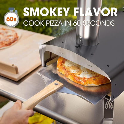 Outdoor Pizza Oven Wood Pellet 12" Pizza Ovens with Pizza Stone and Pizza Peel, Portable Wood-Fired Pizza Oven Pizza Stove for Backyard and Outside (Classic W-Oven Series)