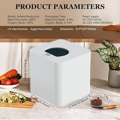 Odorless Countertop Smart Compost Bin, Turns Waste into Dry Fertilizer, Compost Bin for Indoor, Electric Composter for Kitchen(110V)