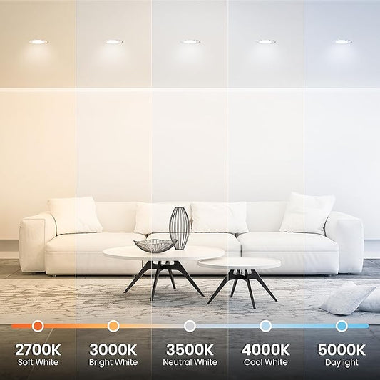 Feit Electric LED Recessed Downlight, 120W Equivalent, 5/6 Inch Retrofit Kit, Dimmable, 2000 Lumens, 90+ CRI, 22W, Adjustable Color Temperature, High Ceilings & Large Spaces Downlight, LEDR56XHO/6WYCA
