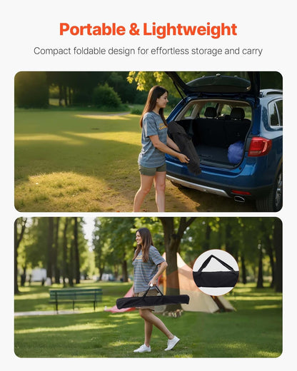 VEVOR Folding Camping Table, Portable Roll Up Side Tables, Lightweight Aluminum Beach Table with Adjustable Height, for Outdoor BBQ Tailgating Picnic, Travel (47 inch-Black)
