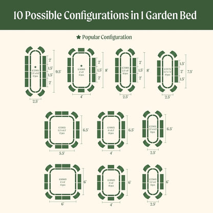 Vego garden Raised Garden Bed Kit, 17" Tall 10 in 1 Modular Metal Planter Box for Vegetables, Flowers, Herbs, Pearl White