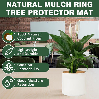 ZeeDix 10 Pack 9 Inch Coconut Fiber Mulch Ring, 100% Natural Coco Coir Tree Ring Mulch Mat Plant Protector Mat, Coconut Coir Discs Plant Pot Soil Cover for Indoor Outdoor Plants, Flower Pot Decoration