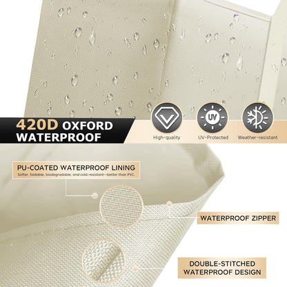 Cushion Storage Bag Waterproof Outdoor Cushions Storage Bag 68" L x 30" W x 20" H Large Patio furniture Cushion Storage Bags with Handle and Zipper (Beige, 1 Pack)
