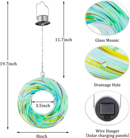 Yinns Glass Bird Feeders for Outside Hanging Fly Through Bird Feeder with Round Shape Solar Birdfeeder for Yard Garden Decor
