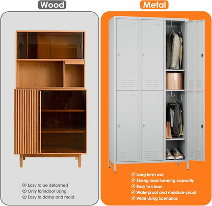 METAN Metal Locker for School Office Gym Bedroom,6 Doors Steel Storage Lockers Cabinet for Employees,Industrial Storage with 1 Shelf,Assembly Required,Light Gray