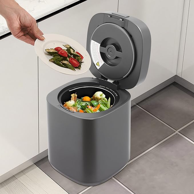 Electric Composter for Kitchen,Smart Compost Bin Indoor/Outdoor,2.5L Large Capacity Odorless Composter Kitchen Countertop,Auto-Cleaning Home Compost Machine (Black)