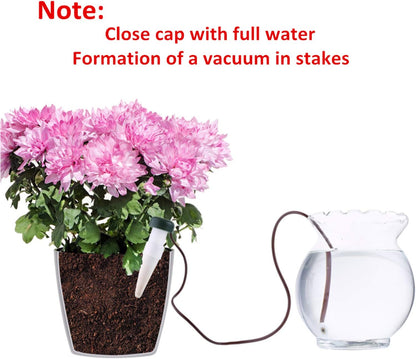 Hestya 10 Pack Plant Watering Stakes Automatic Devices Plant Self Drip Irrigation Slow Release Indoor Outdoor Terracotta Water Spikes for Potted Plants Flower (Black Base)