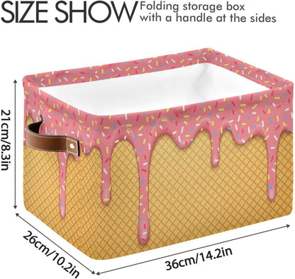 Ice Cream Rectangular Storage Basket Organizer Bin Shelf Baskets For Clothes Gifts For Home Office Dorm