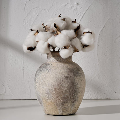 SIDUCAL Ceramic Decorative Flower Vase | 6 Inch Pottery Rustic Farmhouse | Boho | Whitewashed Terracotta Vase for Home Decor, Table, Living Room, Bathroom, Shelf, Mantel Decoration