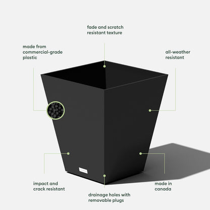 Veradek Pure Series Nobleton Plastic Planter - Large Pots for Indoor or Outdoor Porch/Patio | Durable All-Weather Use with Drainage Holes | Modern Planter Décor for Flowers, Shrubs, Trees